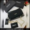 b2616 (7) شنطة دكني جلد سوداء صغيرة مع سلسلة ذهبية