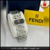 ساعة فندي نسائية بسوار فضي ومينا أسود