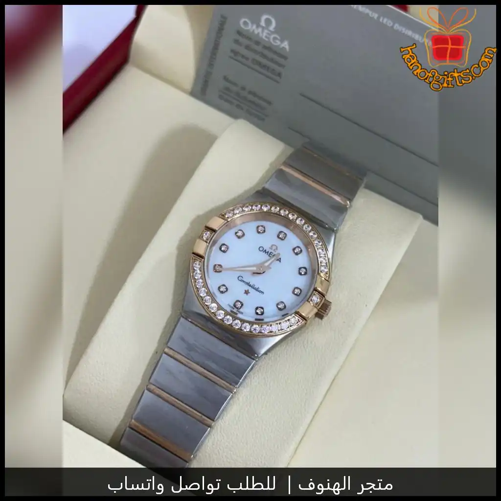 ساعة أوميغا نسائية بفصوص لامعة