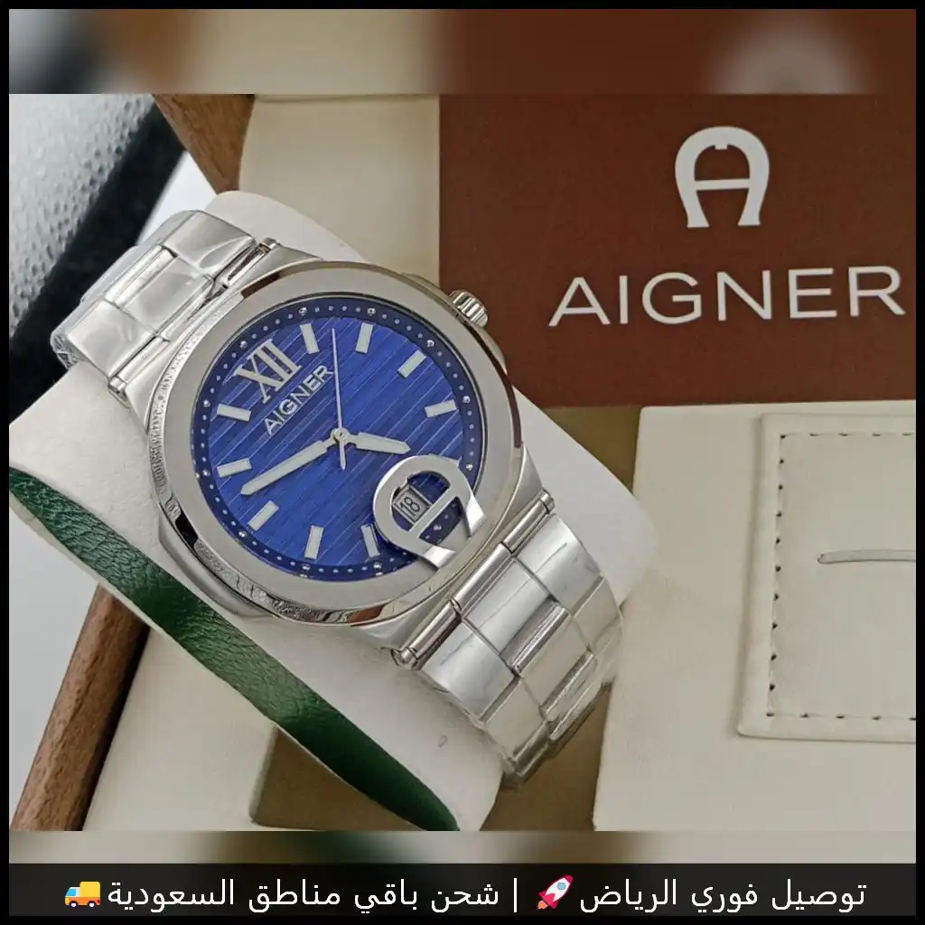 ساعة اقنر رجالية لون فضي مينا ازرق