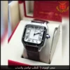 ساعة كارتير سانتوس اطار فضي جلد بني
