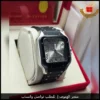 ساعة Cartier Santos رجالية جلد اسود مينا فضي