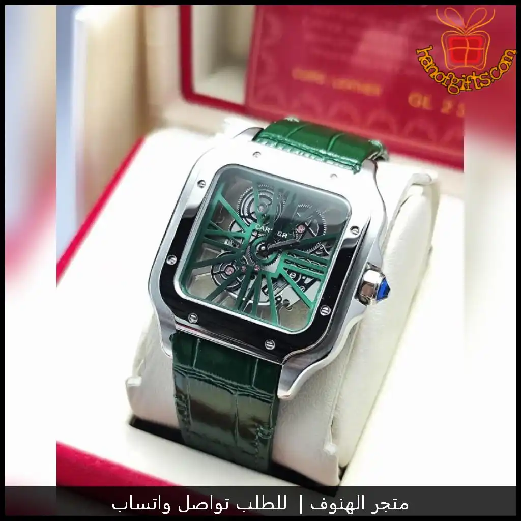 ساعة كارتير سانتوس Skeleton رجالية بمينا شفاف