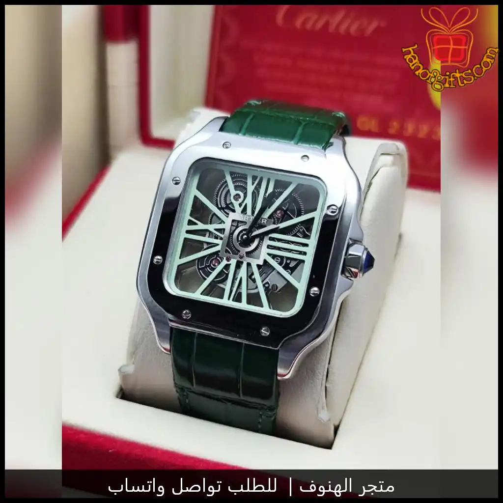 ساعة كارتير سانتوس مينا هيكلي فضي