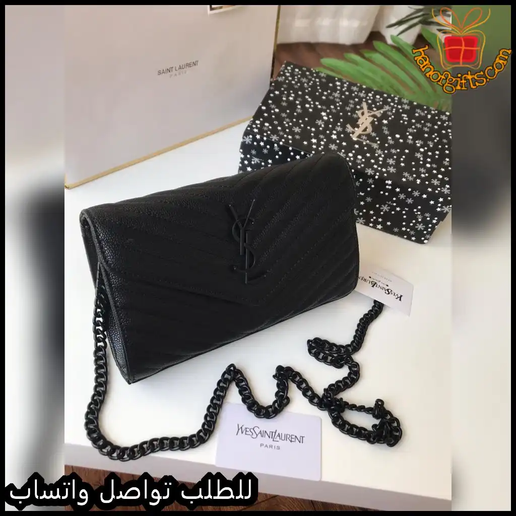 شنطة سان لوران كروس سوداء بلوقو اسود