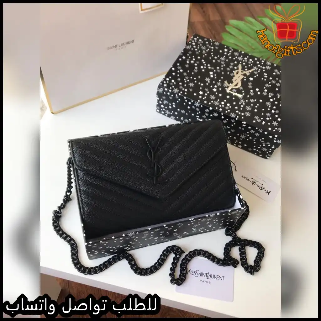 b2628 (14) شنطة سان لوران كروس سوداء بلوقو اسود