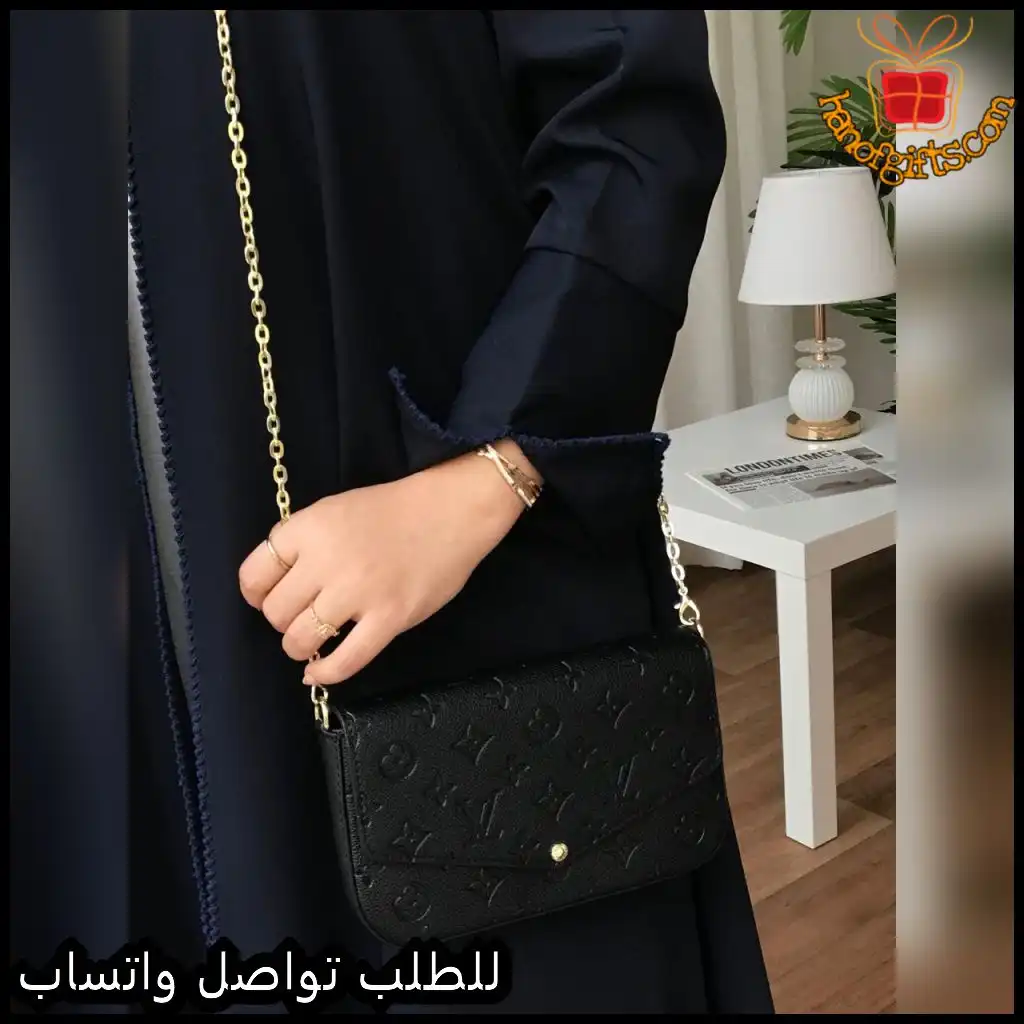 شنطه لويس فيتون 3 قطع جلد أسود