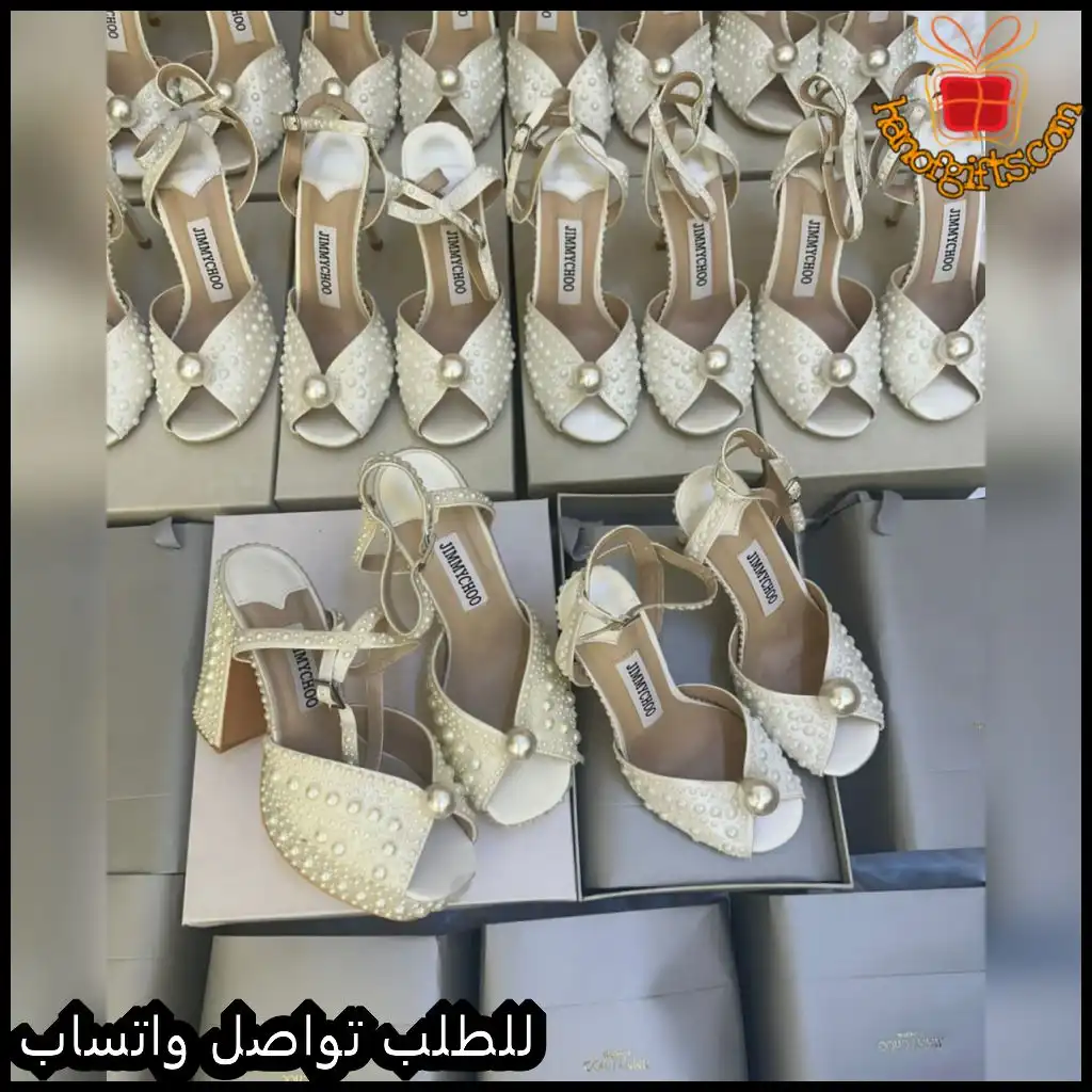 كعب جيمي شو أبيض مرصع باللؤلؤ