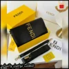 شنطة فندي سوداء بشعار فندي ذهبي