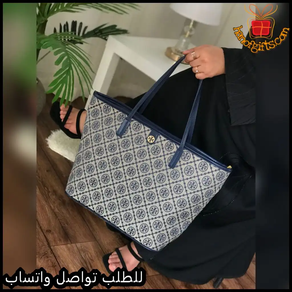 شنطة توري بورش سلة نسائية رمادي × كحلي 4 شنطة توري بورش سلة نسائية رمادي × كحلي