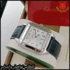 ساعة Cartier Santos رجالية بمينا أبيض وأرقام عربية