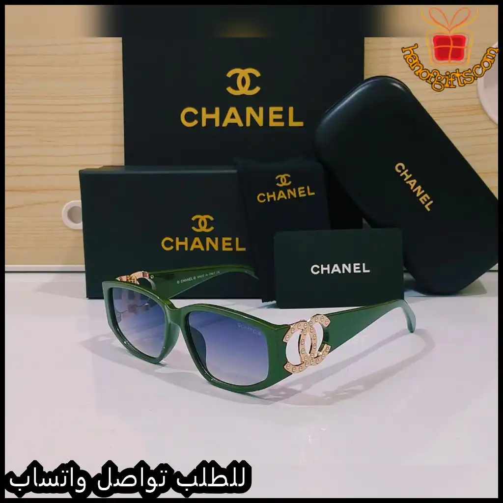 نظارات شانيل نسائية بإطار أخضر وعدسات متدرجة