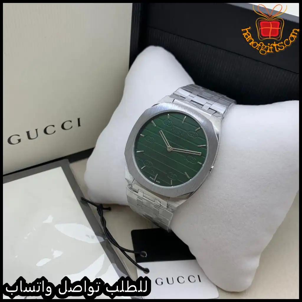 ساعة قوتشي بمينا أخضر منقوش