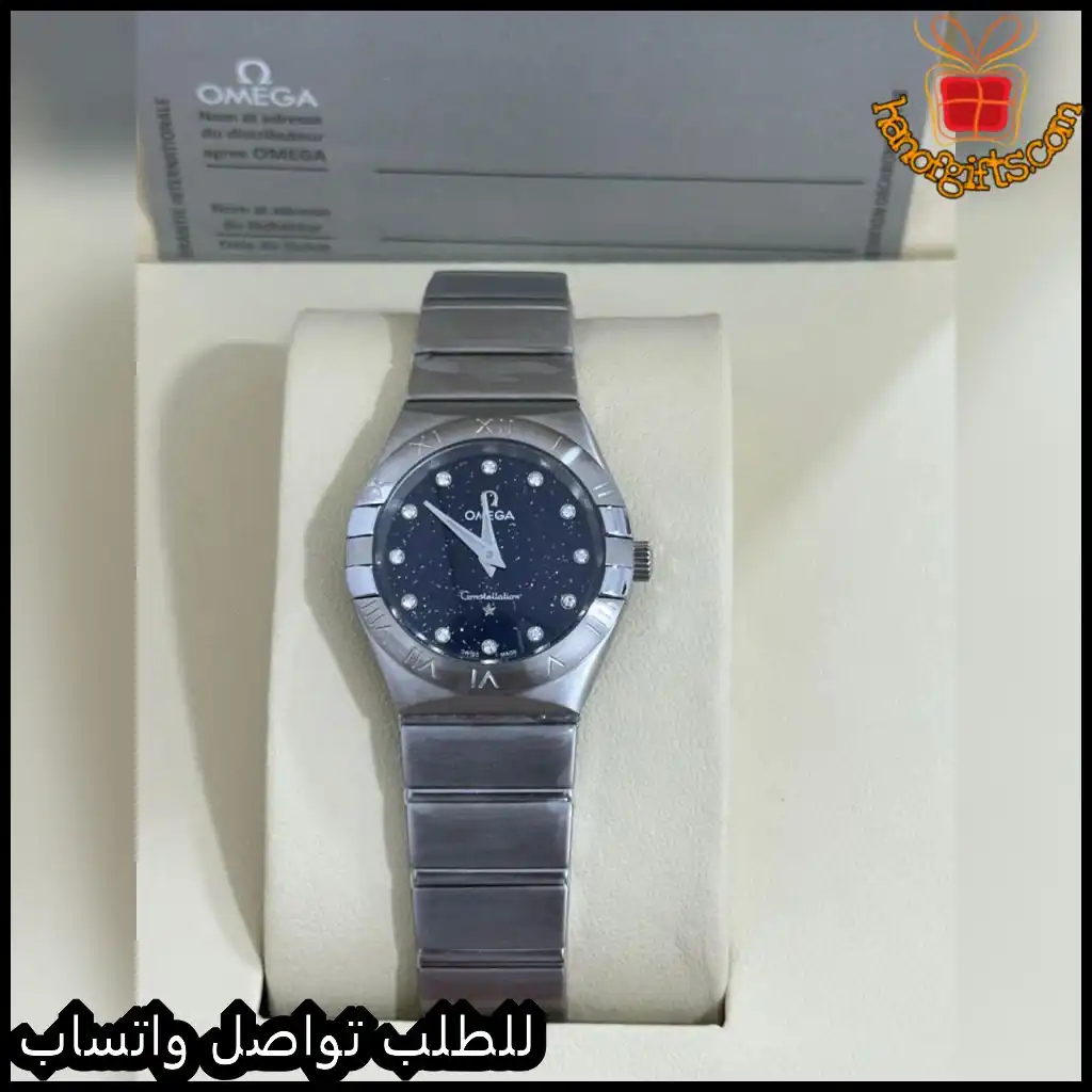 ساعة أوميغا كونسليشن بمينا أزرق مرصع بالفصوص