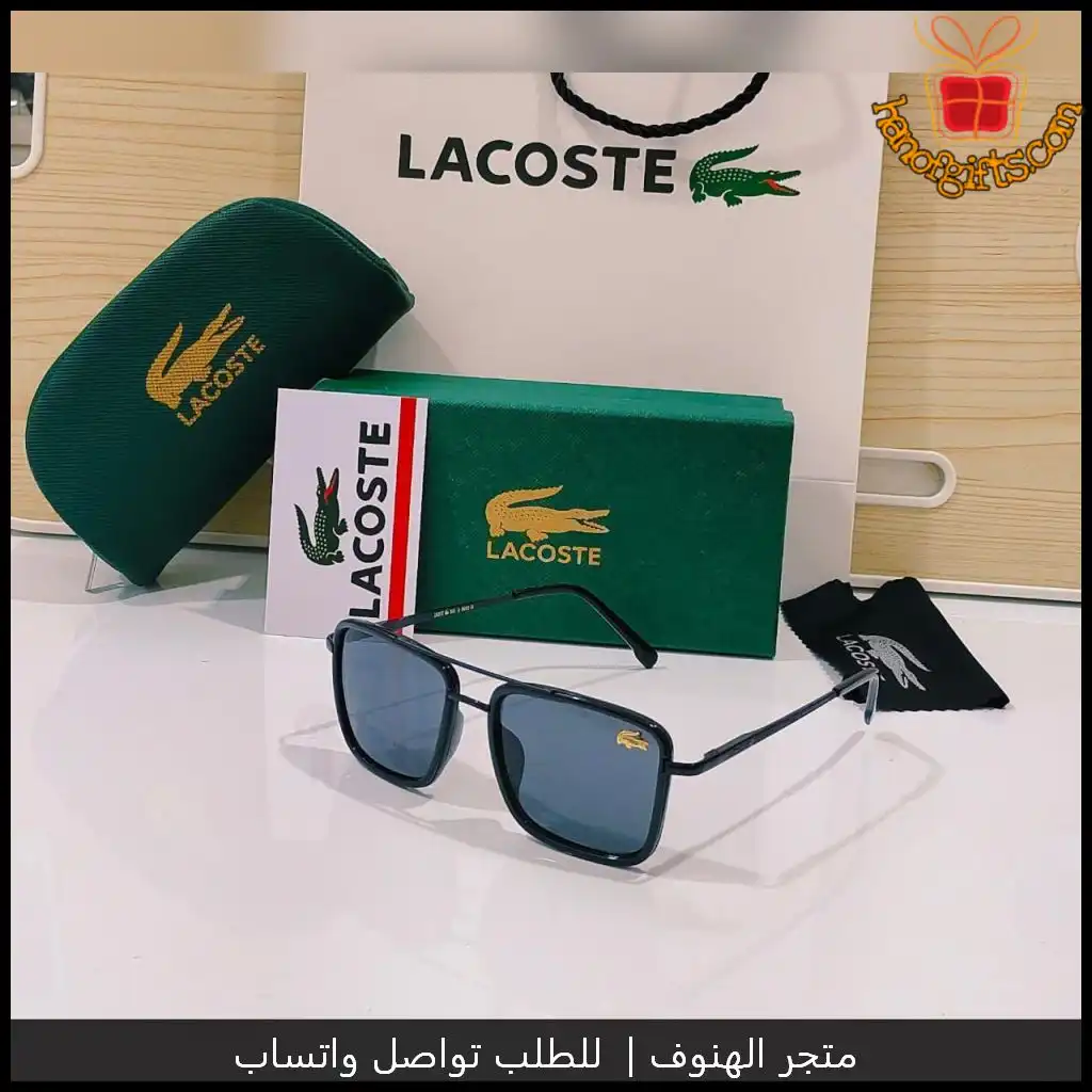 نظارات لاكوست مربعة معدنية رجالية سوداء