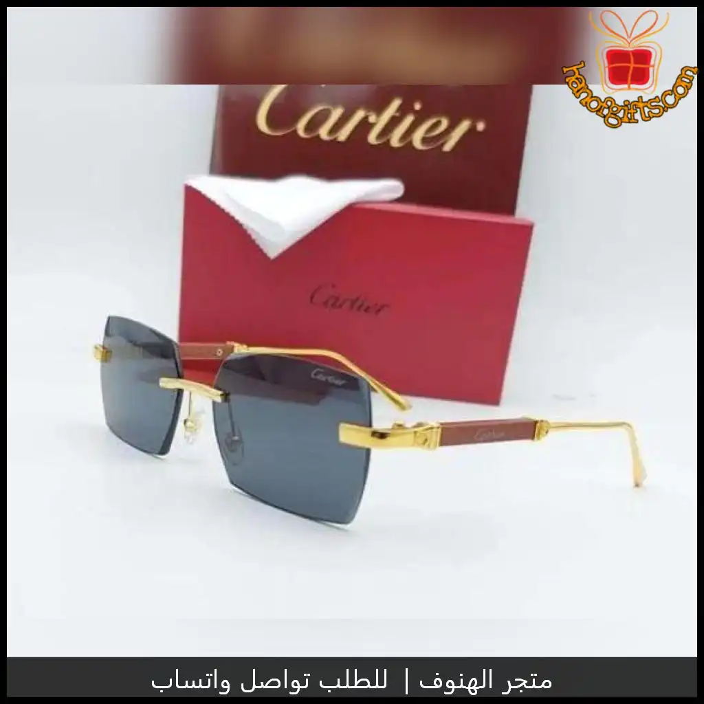 نظارات كارتير رجالية Rimless مع ذراع خشبي