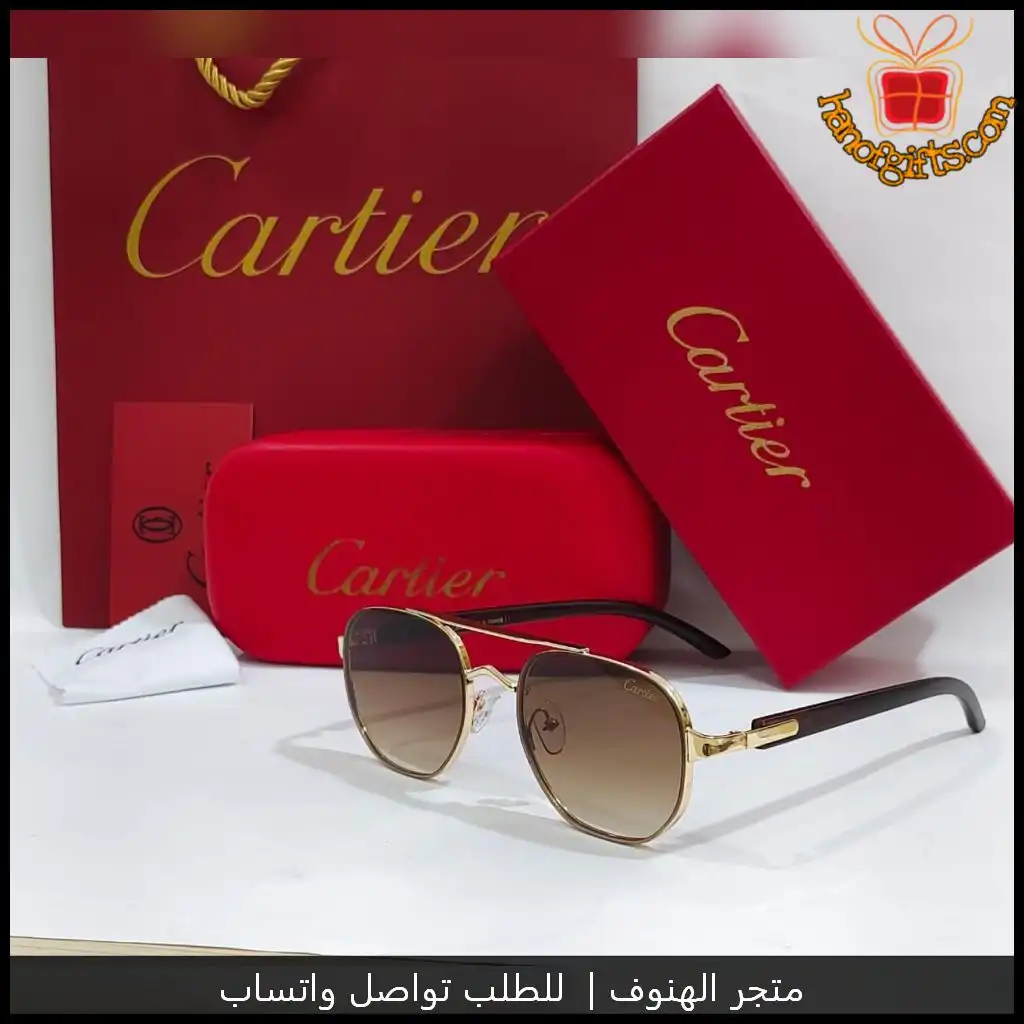 نظارات شمسية أنيقة للرجال عدسات بني اطار ذهبي