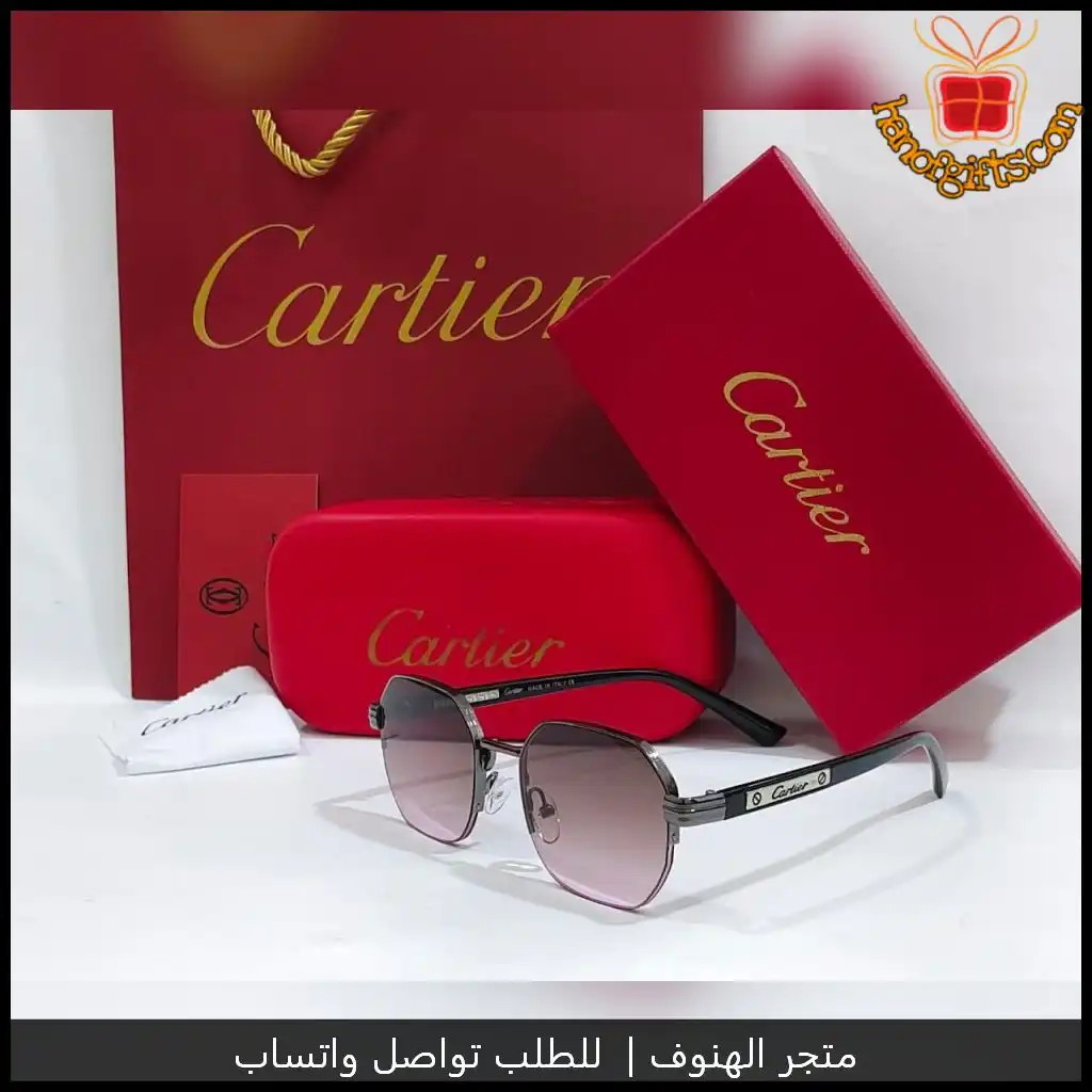 نظارات كارتير رجالية بإطار فضي وعدسات رمادي × وردي