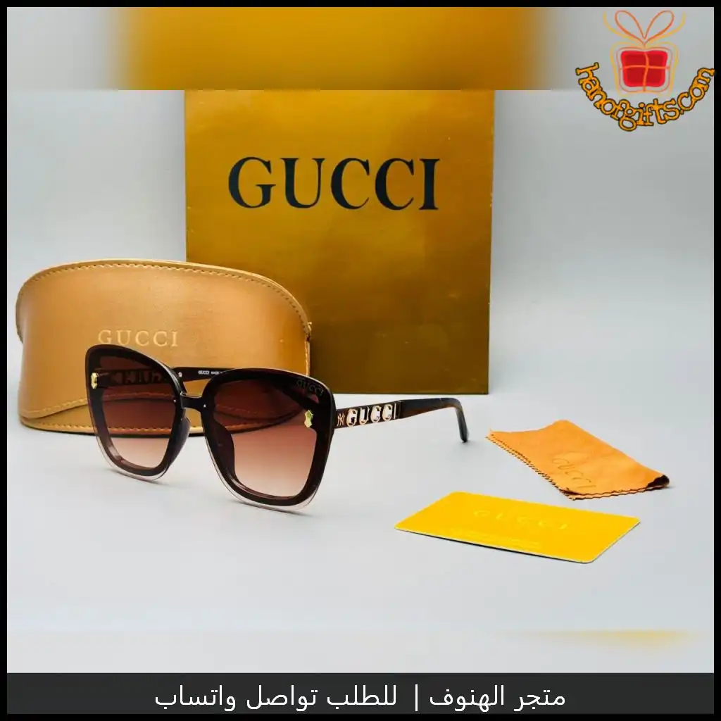 نظارات قوتشي نسائية كبيرة لون بني