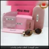 mi7 (12) نظارات ميو ميو نسائية بعدسات بنية وإطار ذهبي