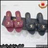 كعب شانيل 5 سنت جلد فاخر باللون الأسود والعنّابي