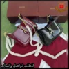 b2623 (9) شنطة قوتشي نسائية جلد لامع (اسود - عنابي)