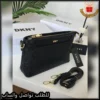 شنطة DKNY جلد أسود بنقشة الماركة