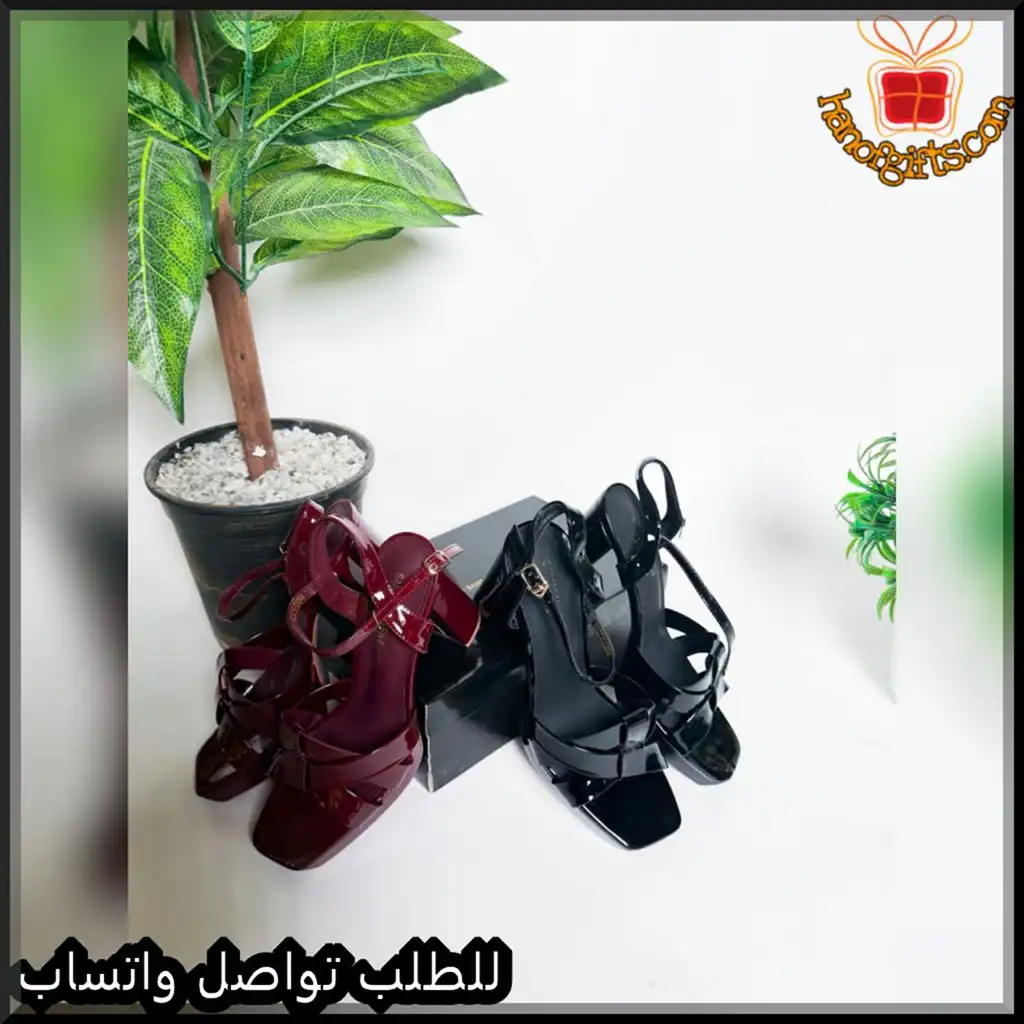 كعب سان لوران نسائي درجة اولى لون اسود - عنابي