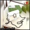 شنطة قوتشي نسائية صغيرة باللون الأبيض مع إبزيم فضي