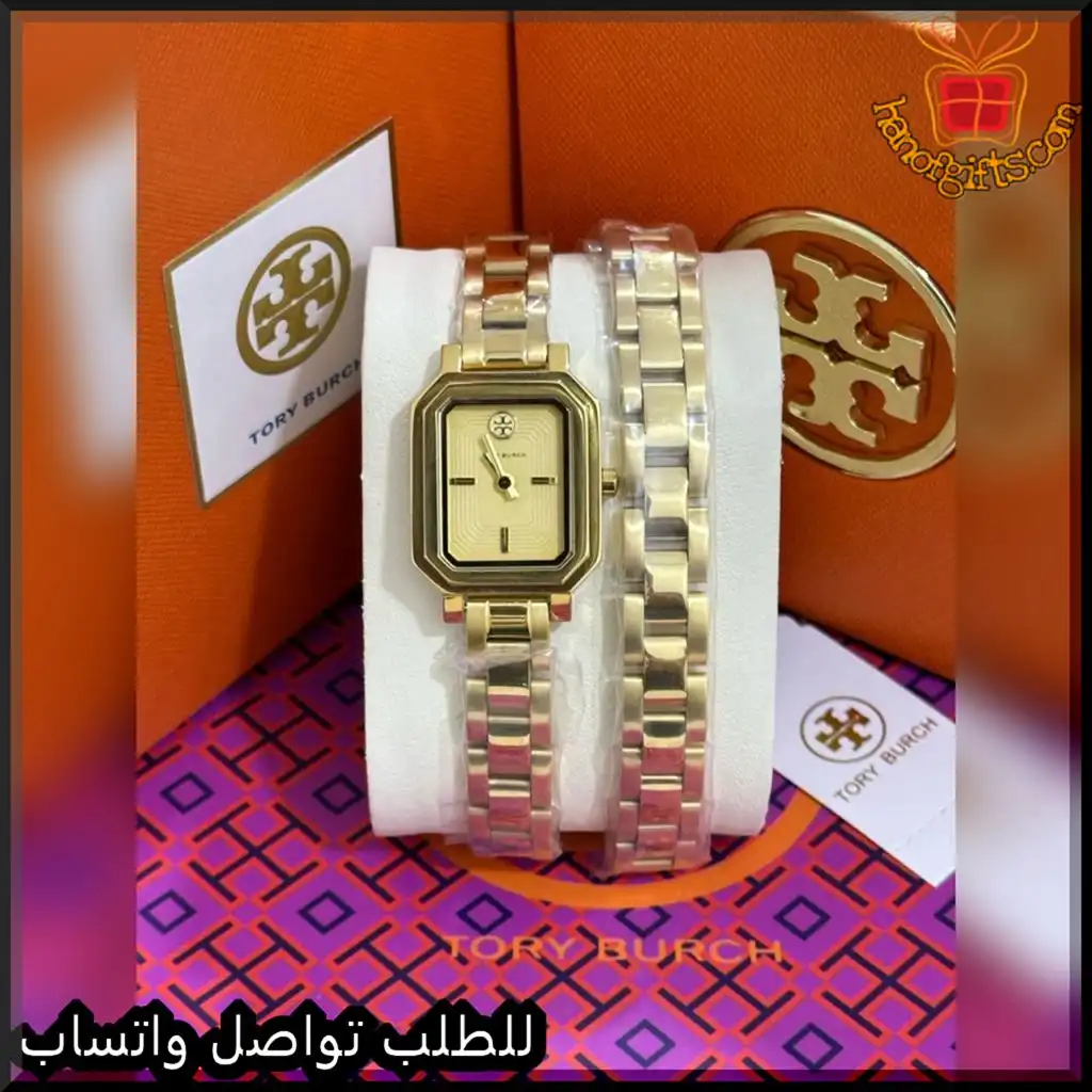 ساعة توري بورش نسائية ذهبية مستطيلة