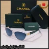 نظارات شانيل نسائية بإطار أسود وشفاف وعدسات زرقاء
