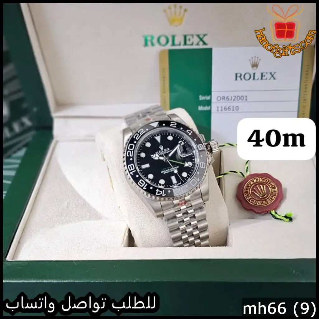 ساعة رولكس جي إم تي بمينا أسود مقاس 40 اوتوماتيك