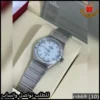 mh69 (10) ساعة اوميغا نسائي فضية مينا ابيض اطار فصوص