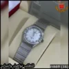 mh69 (16) ساعة اوميغا نسائي فضية مينا ابيض اطار فصوص