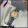 ساعة أوميغا نسائية بمينا ذهبي بالفصوص