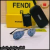 mh72 (4) نظارات فندي Aviator بإطار ذهبي وعدسات زرقاء منقوشة
