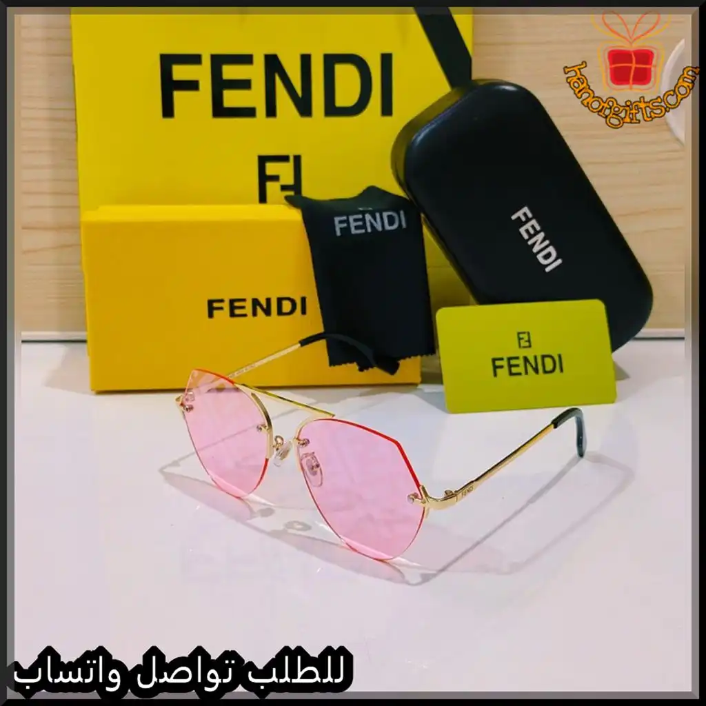 نظارات فندي نسائية بعدسات وردية شفافة