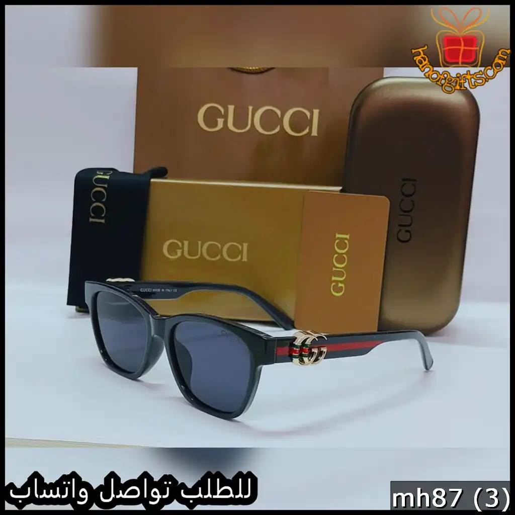 نظارات قوتشي بعدسات متدرجة وشعار GG الذهبي