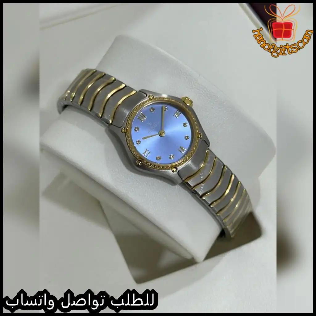 ساعة Ebel نسائية بمينا أزرق وسوار فضي ذهبي