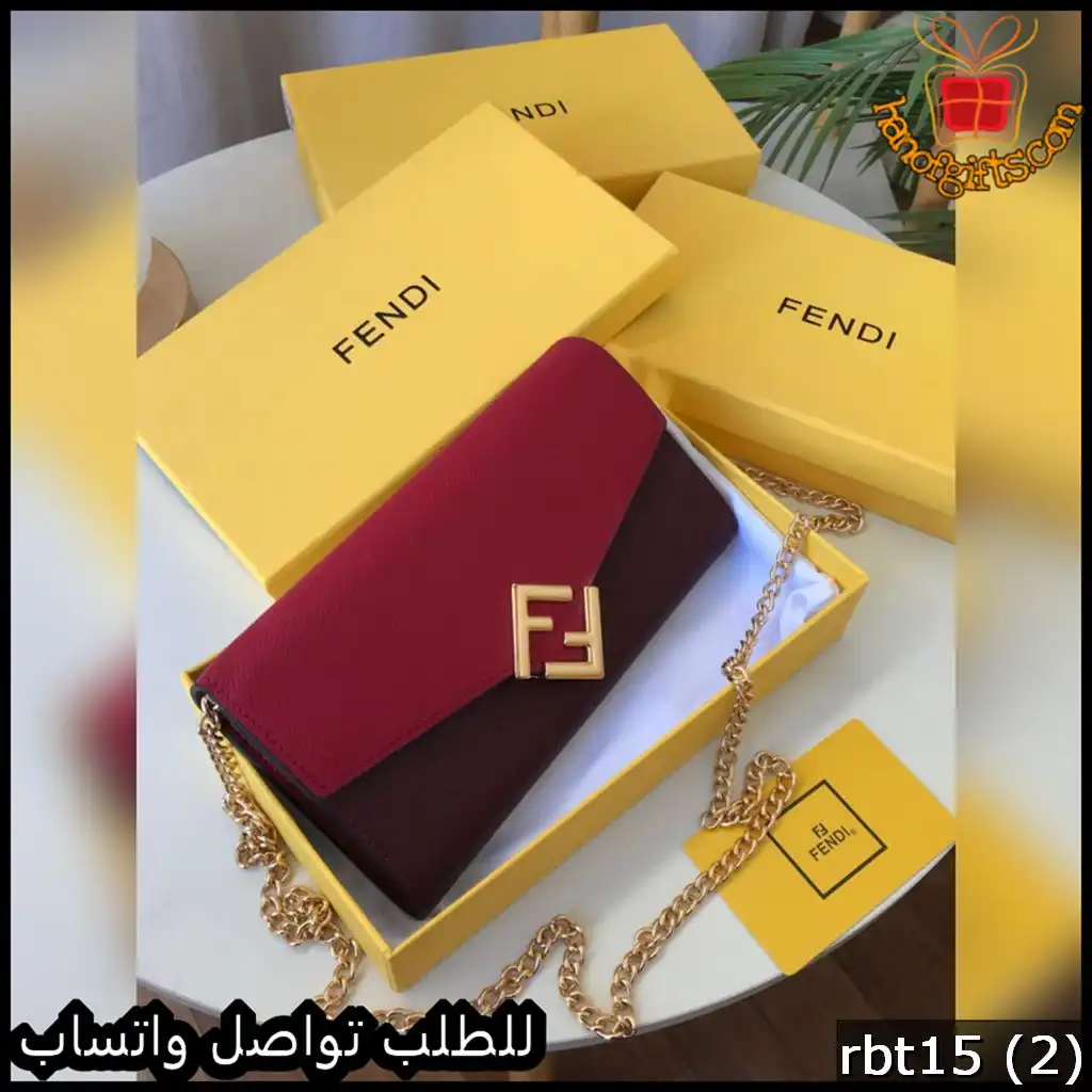 شنطة فندي صغيرة عنابي ووردي غامق