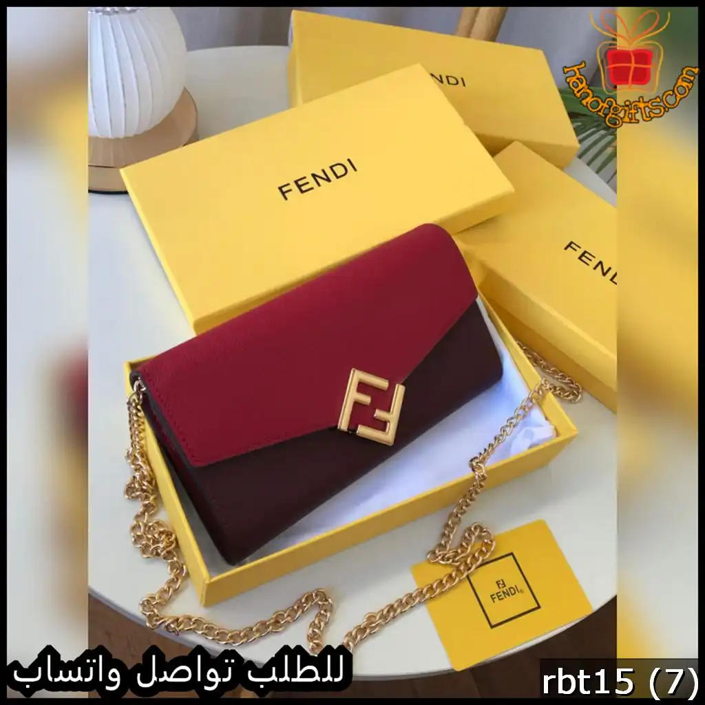 شنطة فندي صغيرة عنابي ووردي غامق