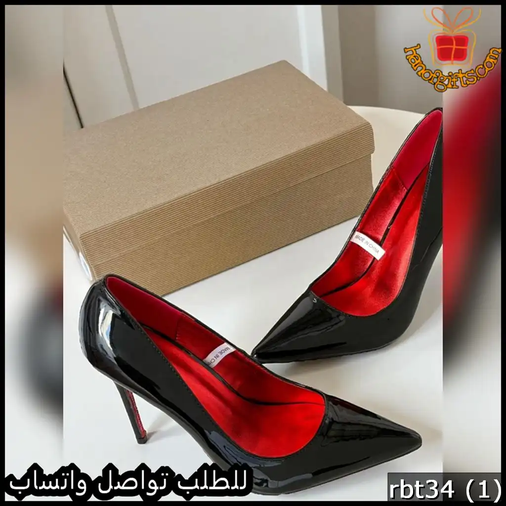 كعب ستيلتو أسود ببطانة حمراء