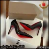كعب ستيلتو أسود ببطانة حمراء
