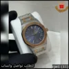rjw1 (11) ساعة أوديمار رجالي اطار روز قولد ومينا أزرق مكينة اوتو