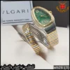 wh26 (3) ساعة بلغاري بمينا أخضر وسير ثعبان ذهبي فضي