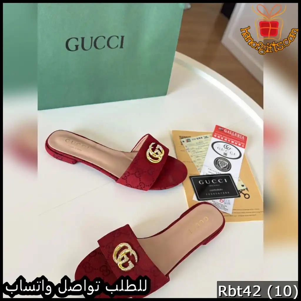 سليبر قوتشي بنقشة GG بيج منقوش و عنّابي مخملي