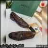 حذاء قوتشي لوفر مخملي بلون بني شوكولاته