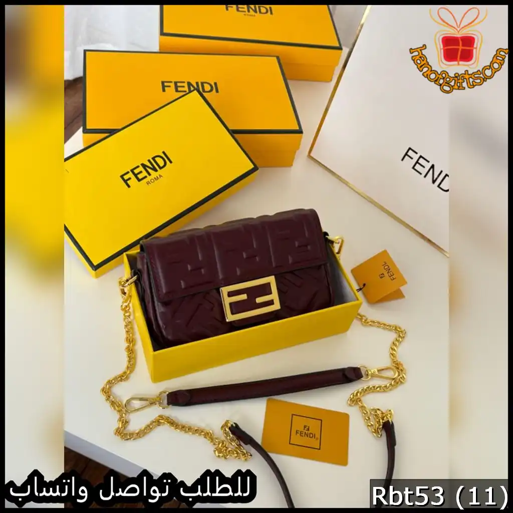 شنطة فندي Fendi Baguette Mini جلد عنابي 4 شنطة فندي Fendi Baguette Mini جلد عنابي