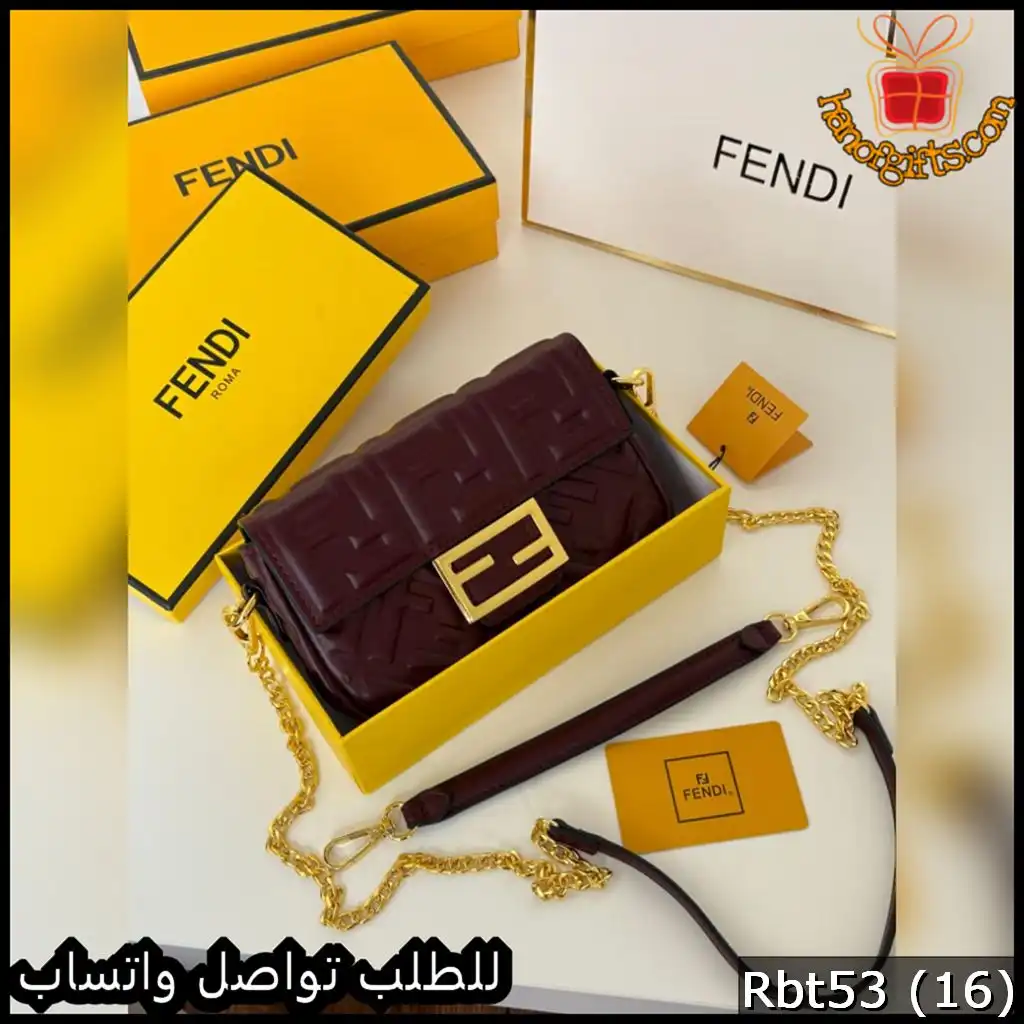 شنطة فندي Fendi Baguette Mini جلد عنابي 6 شنطة فندي Fendi Baguette Mini جلد عنابي