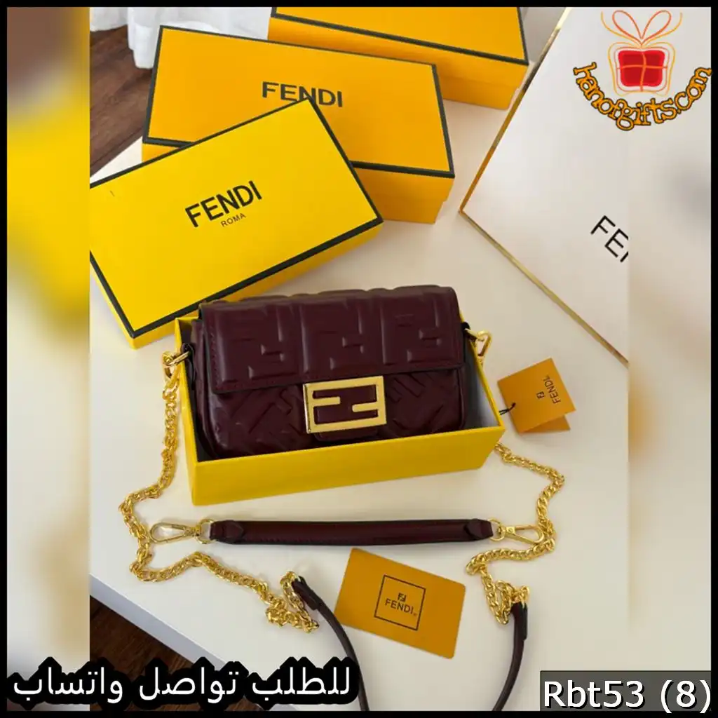 شنطة فندي Fendi Baguette Mini جلد عنابي 3 شنطة فندي Fendi Baguette Mini جلد عنابي